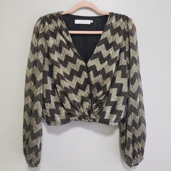A S T R THE LABEL PRIMADONNA CHEVRON WRAP TOP - Picture 4 of 16